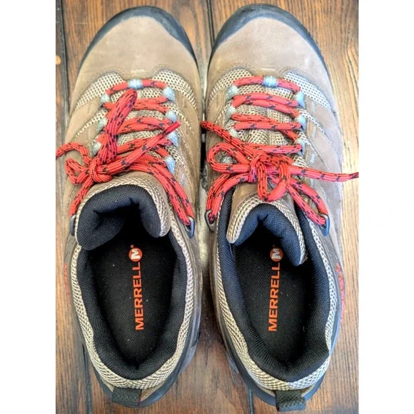 Merrell Boulder Trail Hiking Shoes Mens 9.5 D Brown Vibram Sole EUC - Picture 2 of 8